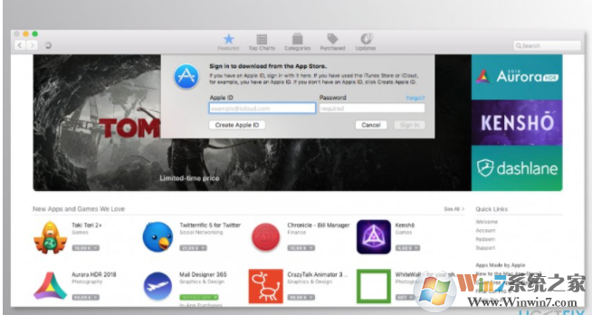 登录到Mac App Store