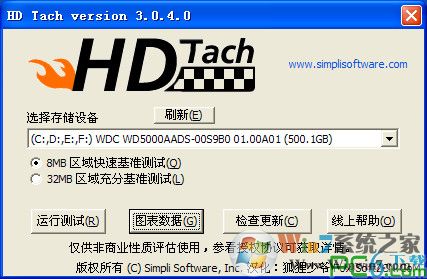 HD Tach(硬盘性能测试工具) V3.0.4 中文绿色版