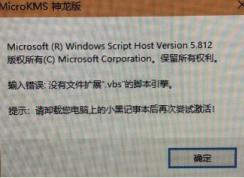 win10运行kms神龙版提示 输入错误:没有文件扩展.vbs 该怎么办？（已解决）