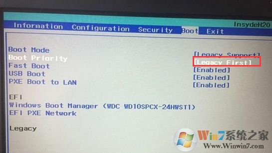 把Boot Priority设置成Legacy First