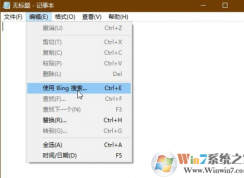 Win10记事本菜单中使用bing搜索怎么删除？