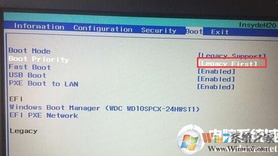 把Boot Priority设置成Legacy First