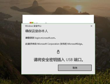 win10 1903使用Edge访问微软网站提示：请将安全密钥插入USB端口 的解决方法