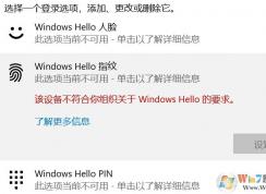 Win10 1909版Windows Hello登录(指纹,pin码)不可用的解决方法