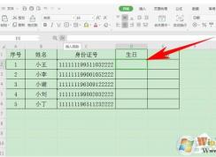 WPS提取身份证的出生日期教学