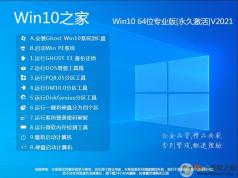 Win10系统之家最新WIN10 64位专业版(永久激活)超级优化版V2021
