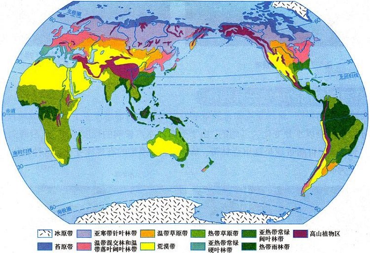世界气候类型分布图简图