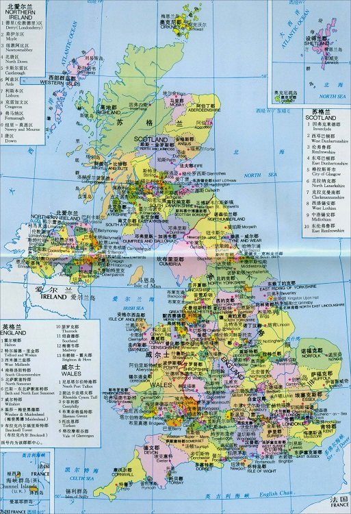 英国高清政区地图 官方中文版