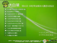 大白菜Win10系统|Win10 64位专业版(超快速,永久激活)V2022