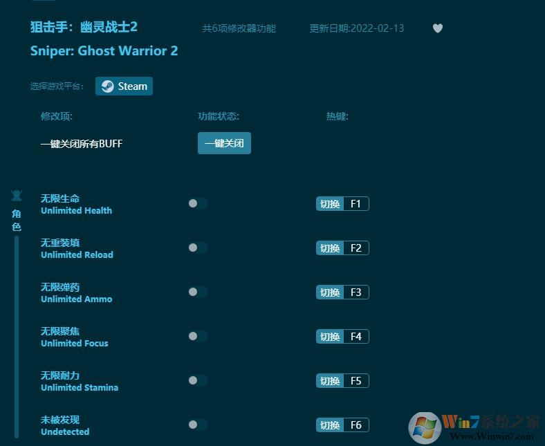狙击手幽灵战士2六项修改器 v1.3.14