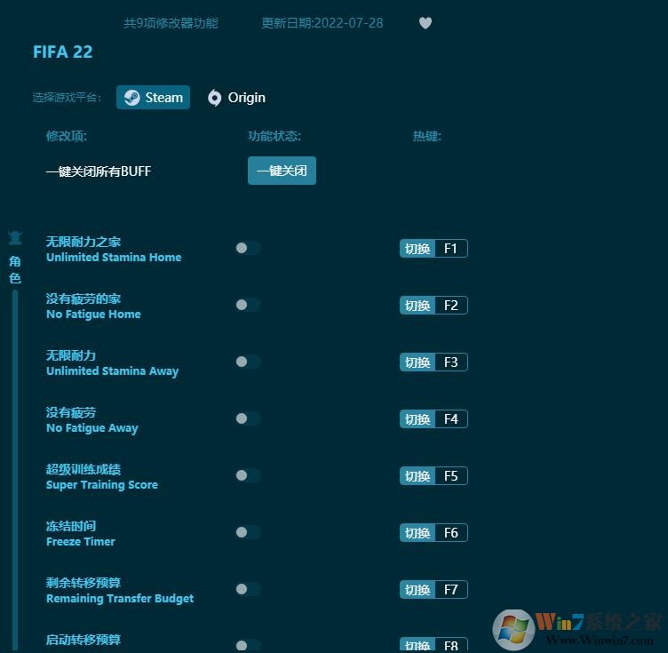 FIFA 22九项修改器 v2022.8最新版