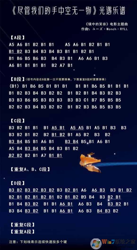 光遇简谱《尽管我们手中空无一物》怎么弹?光遇简谱大全