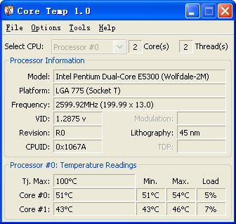 Core Temp(CPU温度检测)