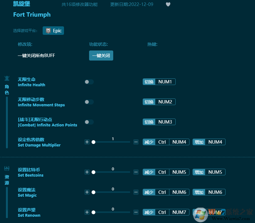 凯旋堡十六项修改器 v2023最新版