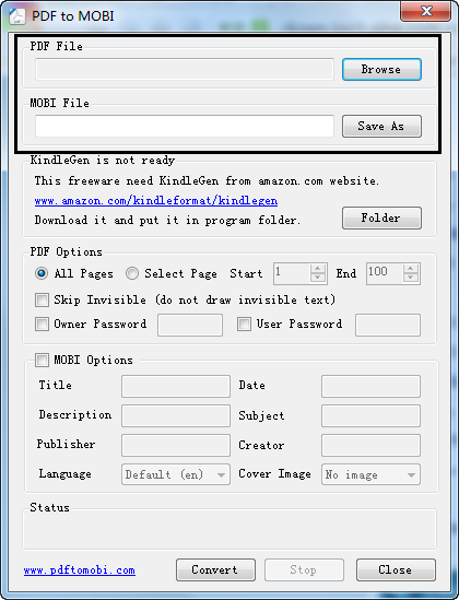 PDF to MOBI电子书格式转换器(免费可用) V2.0.6绿色免费版