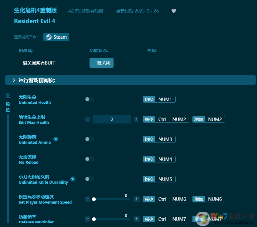 生化危机4重制版二十八项修改器 v2023最新版