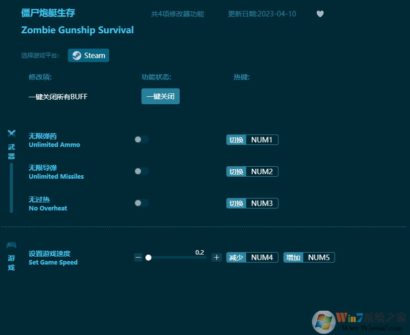 僵尸炮艇生存四项修改器 v2023最新版