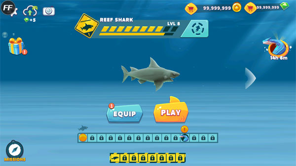 饥饿鲨进化999999钻999999金币
