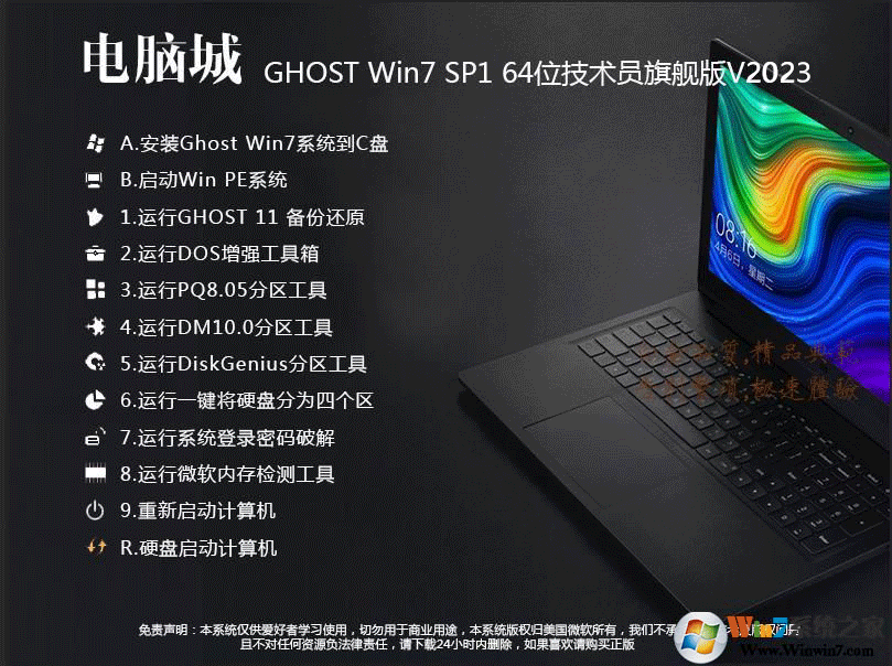电脑城WIN7 64位技术员专用旗舰版(新机型,USB3.0,NVME,深度优化)V2019