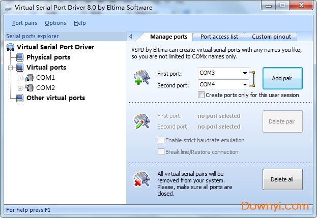 虚拟串口VSPD(全名:Virtual Serial Port Driver 8) V8.0.412绿色汉化版