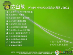 大白菜Win10系统|Win10 64位专业版(超快速,永久激活)V2023
