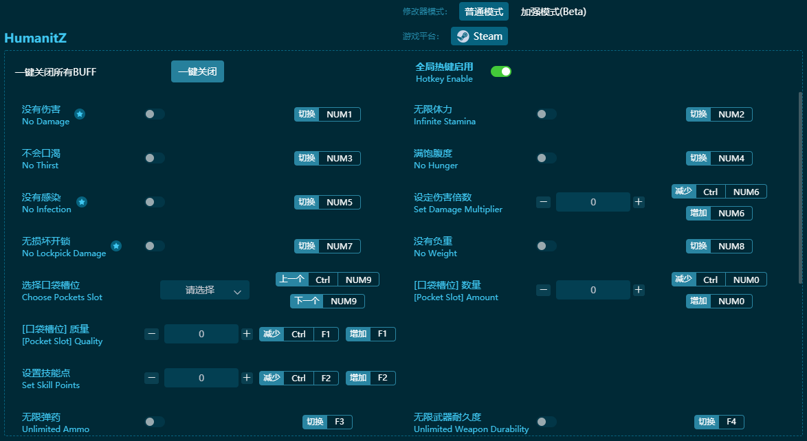 humanitZ二十二项修改器 v2024最新版