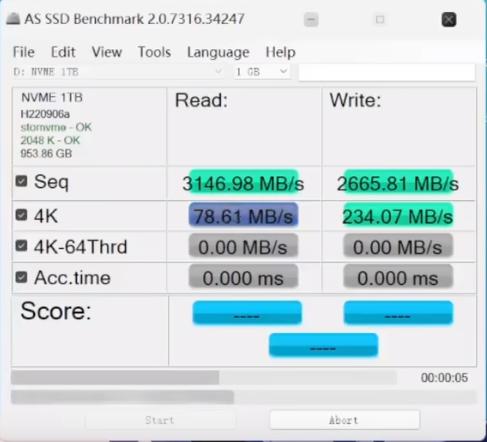 AS SSD Benchmark硬盘性能测试工具
