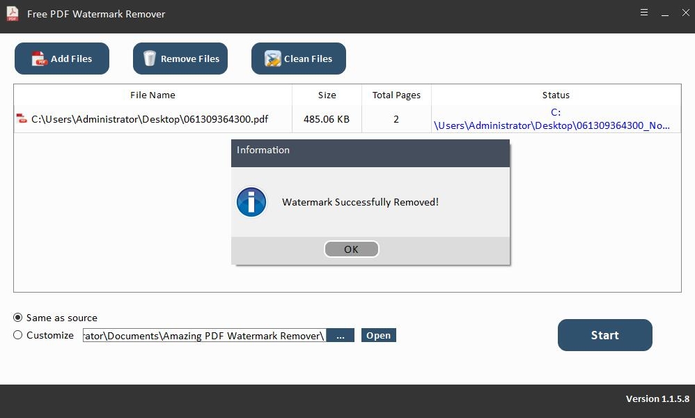 Free PDF Watermark(PDF水印添加软件)